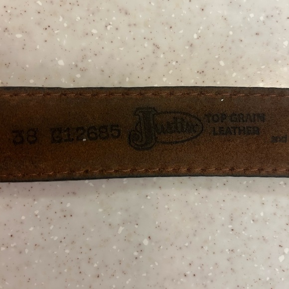 Justin Boots Silver and Brown High American Flag Belt Size 38 - Picture 5 of 5